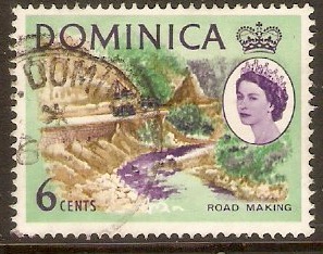 Dominica 1963 6c Green, bistre and violet. SG167.
